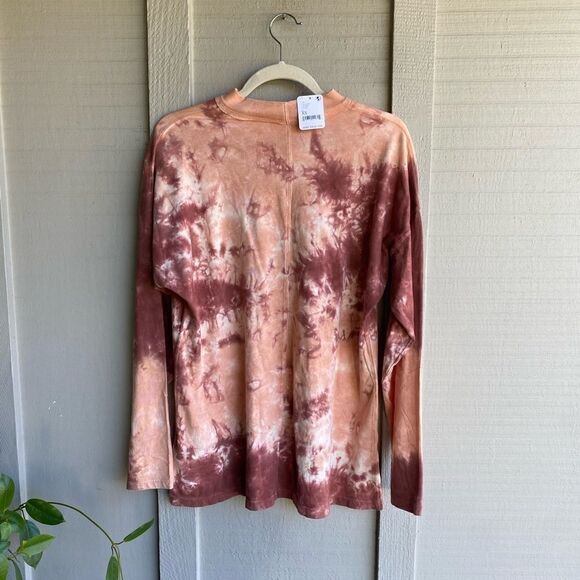 Free People Tie-Dye Long Sleeve Top in Pink and Cream - Picture 10 of 13